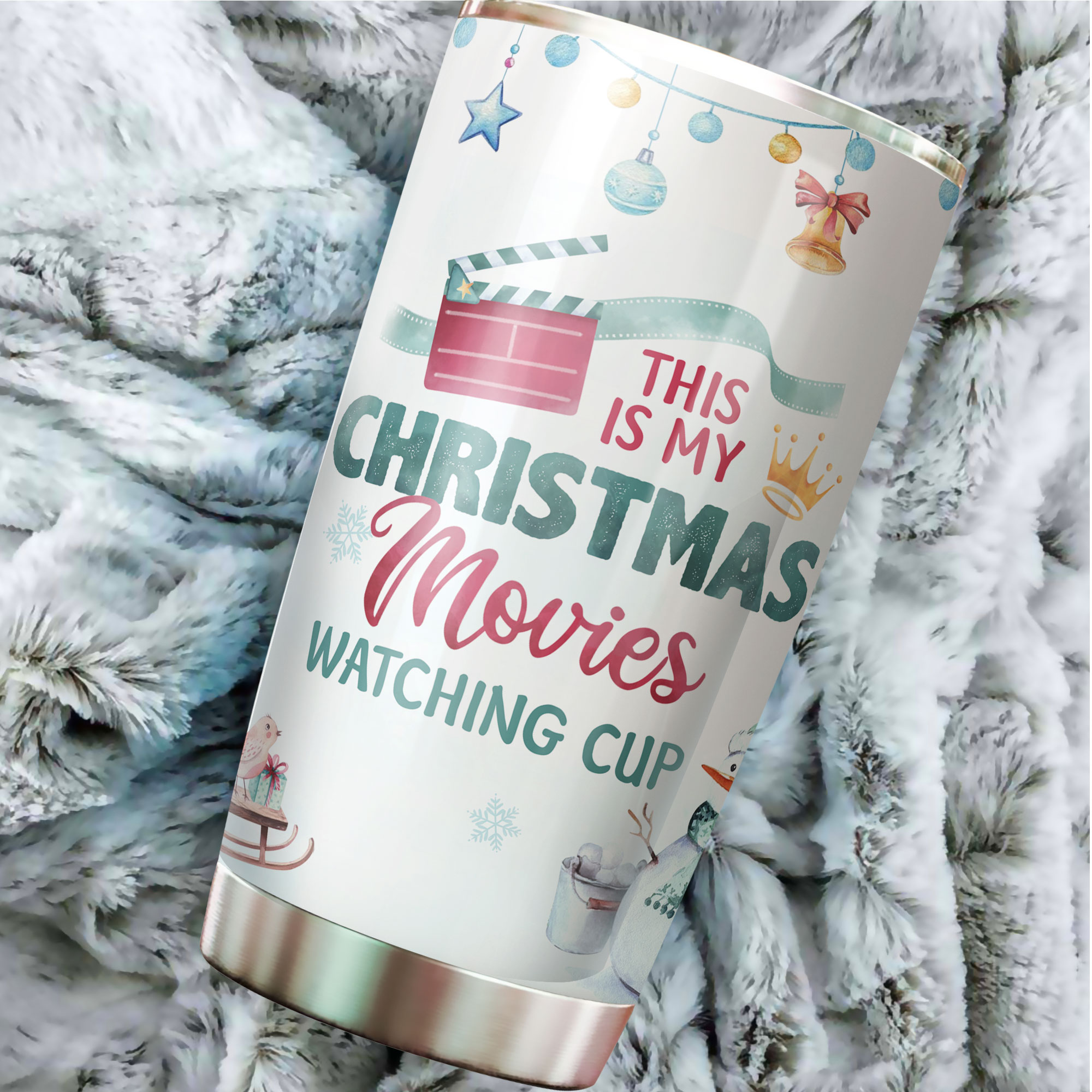Christmas Movies Watching Cup Tumbler Stainless Steel Double Wall Insulated