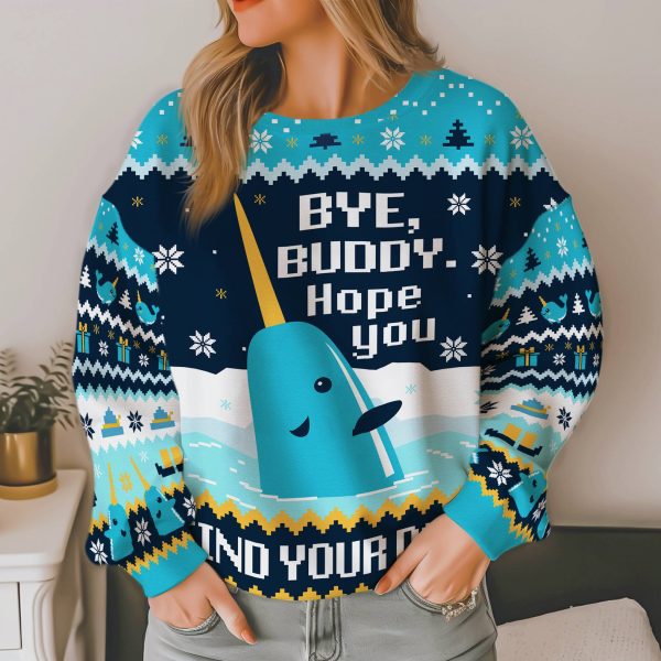250303201 aa haoli ugly sweater elf narwhal bye buddy 3 bbjk1