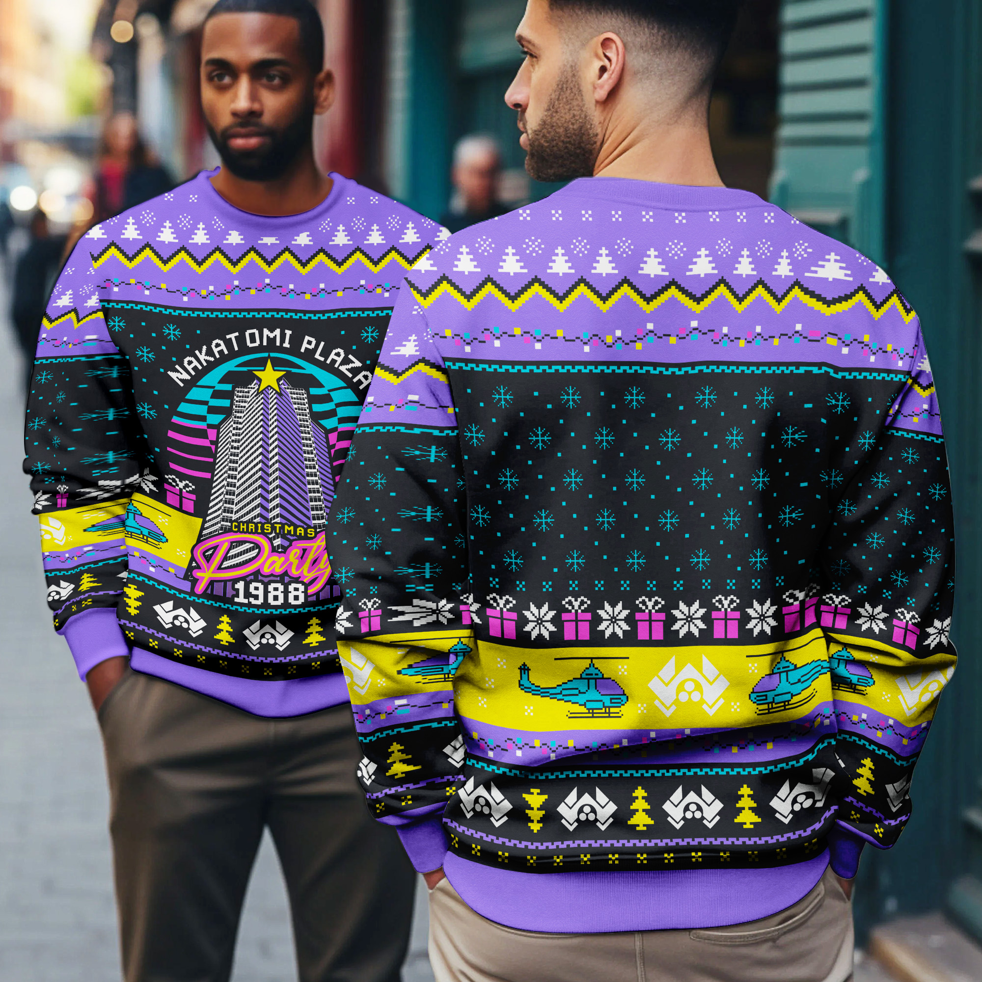 Nakatomi Plaza Christmas Party 1988 Retro  Ugly Xmas Sweater