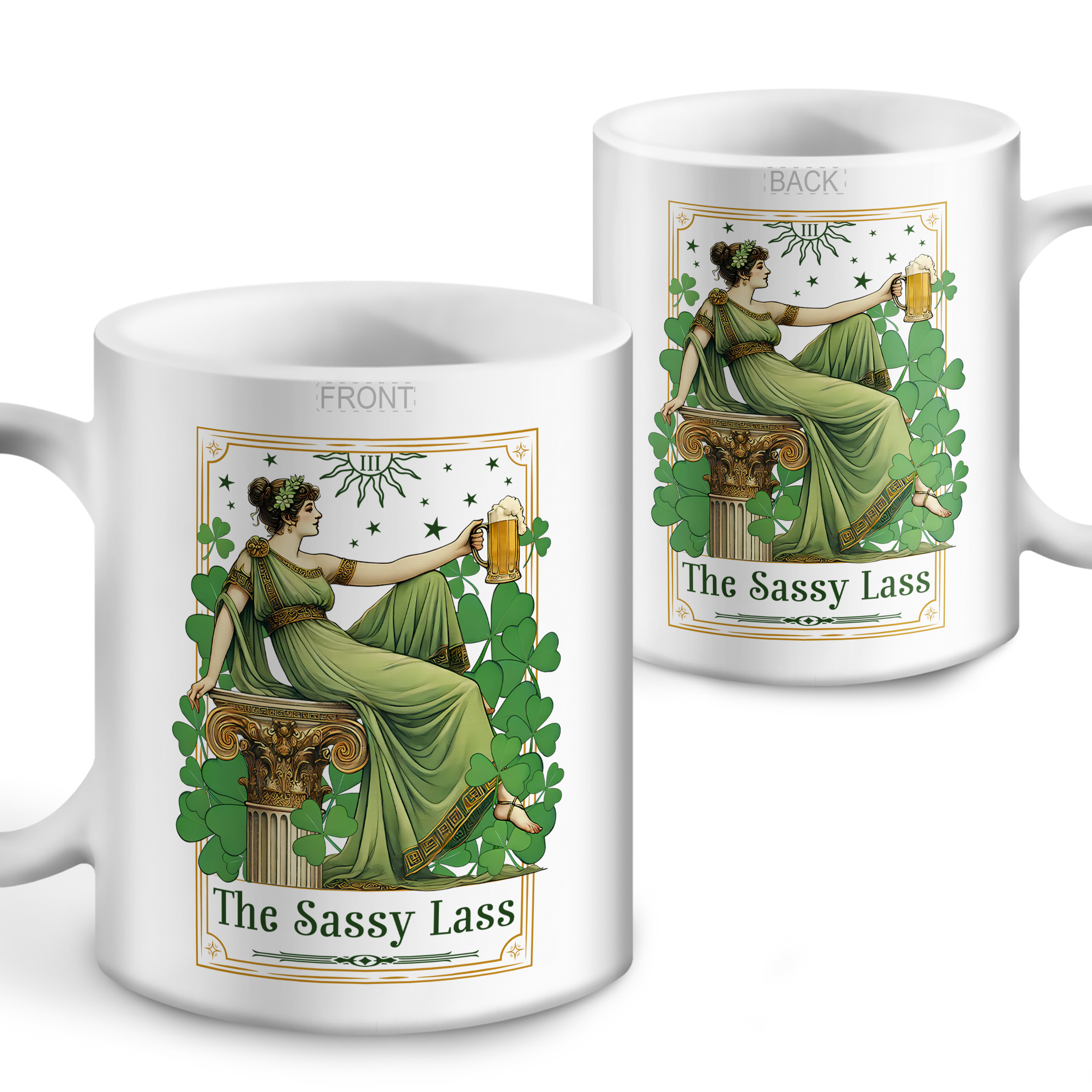 The Sassy Lass Mugs Funny St. Patricks Day Tarot Style