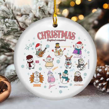 Christmas Taylor's Version Folklore Fearless Midnights Evermore Pattern Ceramic Ornament