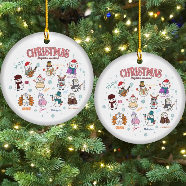 Alternative view of Christmas Taylor's Version Folklore Fearless Midnights Evermore Pattern Ceramic Ornament