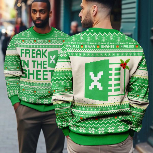 Alternative view of Freak in the Sheets Funny Office Meme Ugly Xmas Sweater