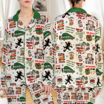 Collage Retro National Lampoon Christmas Humor Satin Pajamas