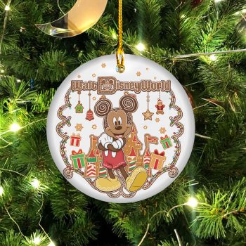 Mickey Mouse Gingerbread Holiday Castle Gifts Pattern Ceramic Ornament