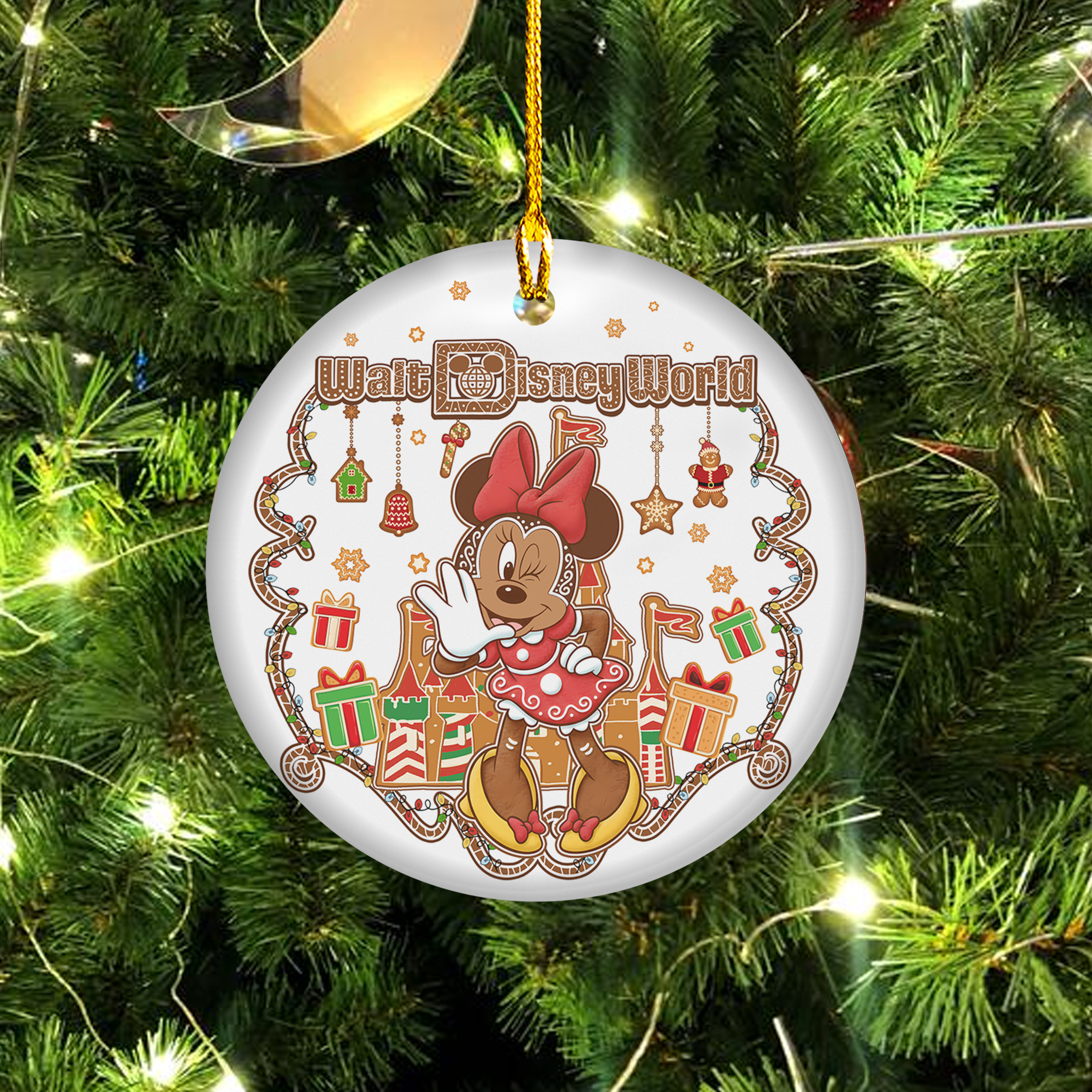 Minnie Mouse Gingerbread Ceramic Ornament