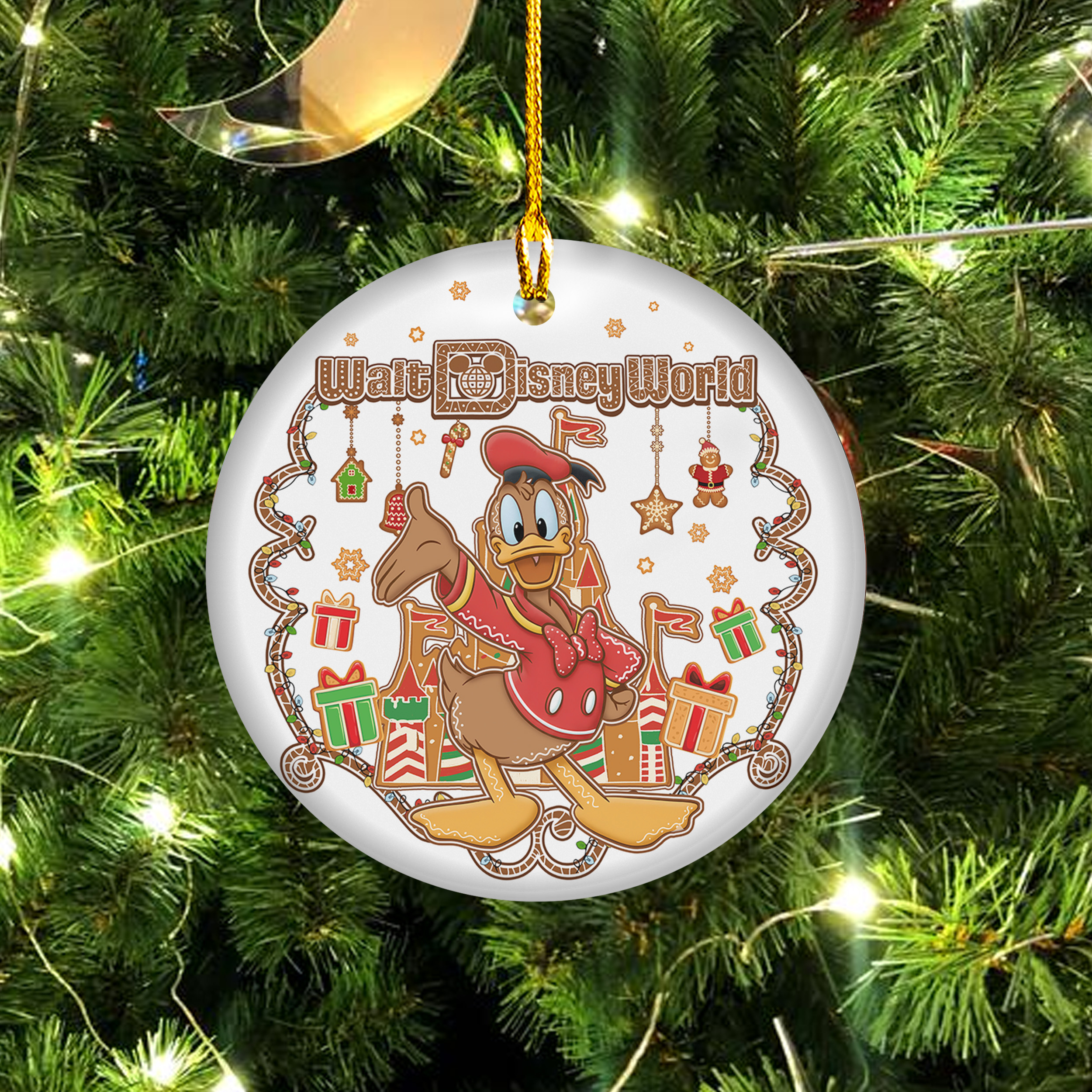 Gingerbread Donald Duck Castle Hanging Ceramic Ornament Gingerbread Donald Duck Castle Hanging Ceramic Ornament