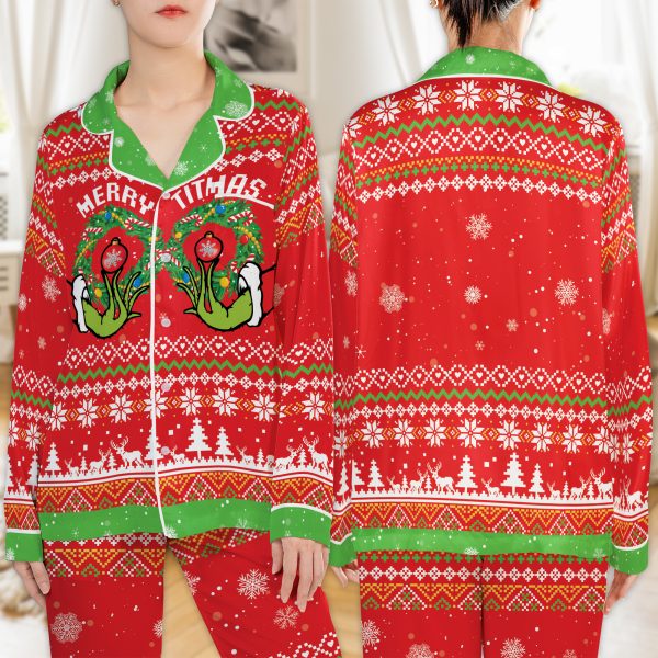 Grinch Merry Grinchmas Women's Holiday Sleepwear Satin Pajamas