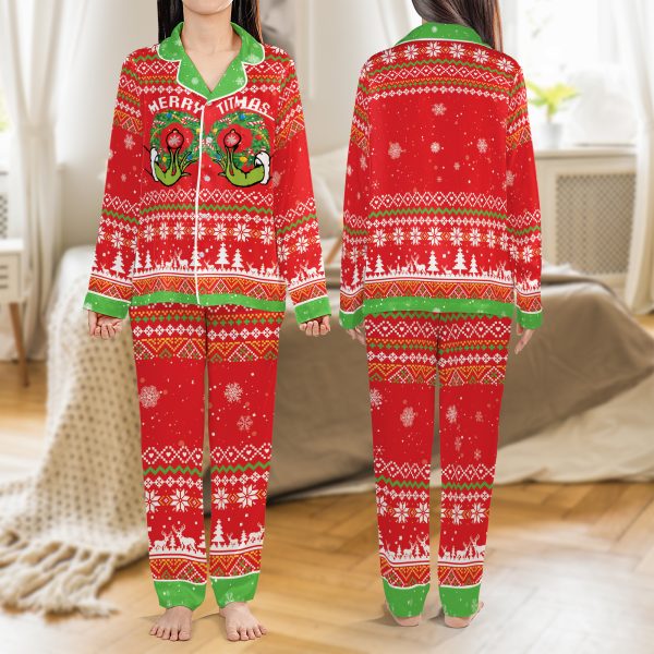 Alternative view of Grinch Merry Grinchmas Women's Holiday Sleepwear Satin Pajamas