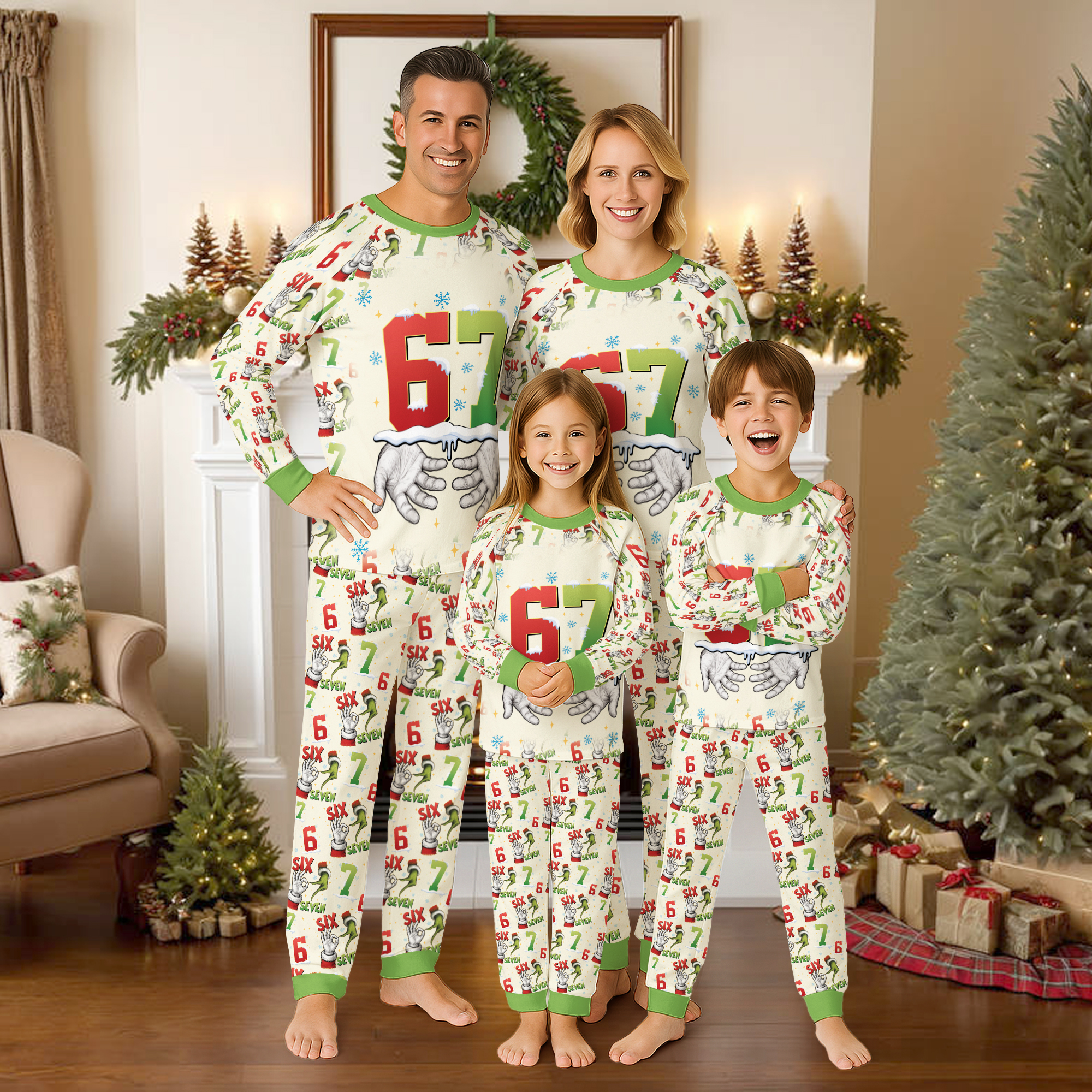 Funny 67 Xmas Raglan Pajamas Set