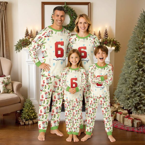 Alternative view of Funny Six Xmas Raglan Pajamas Set