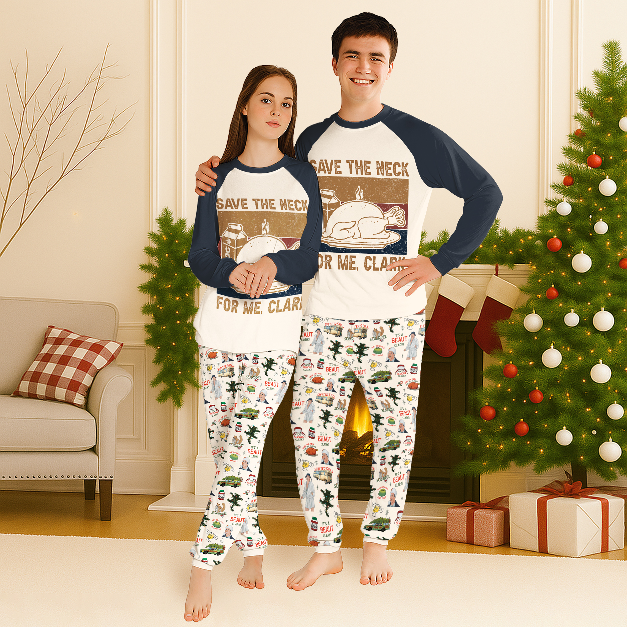 Save The Neck For Me Clark Raglan Pajamas Set