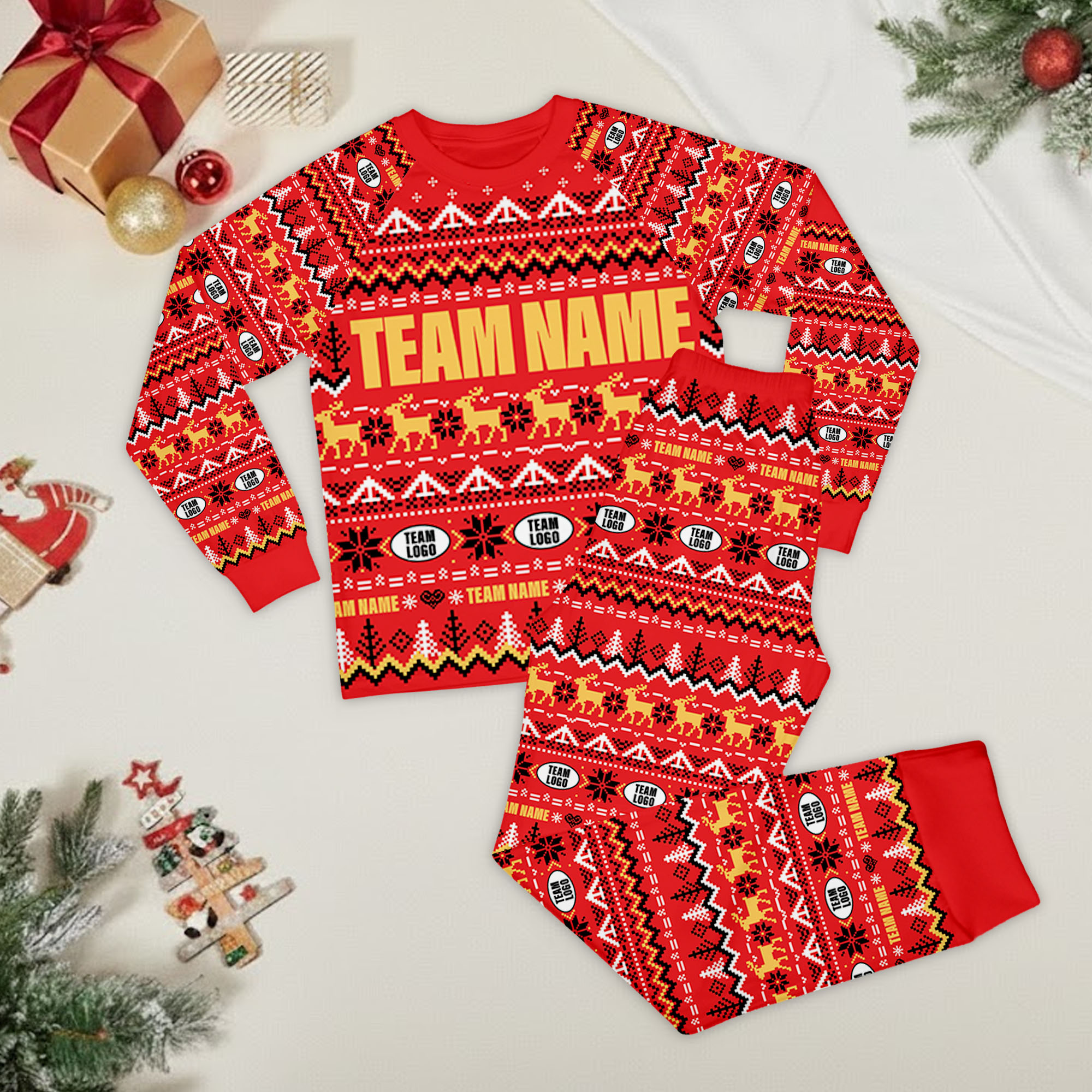 Custom NFL Team Holiday Raglan Pajamas Set