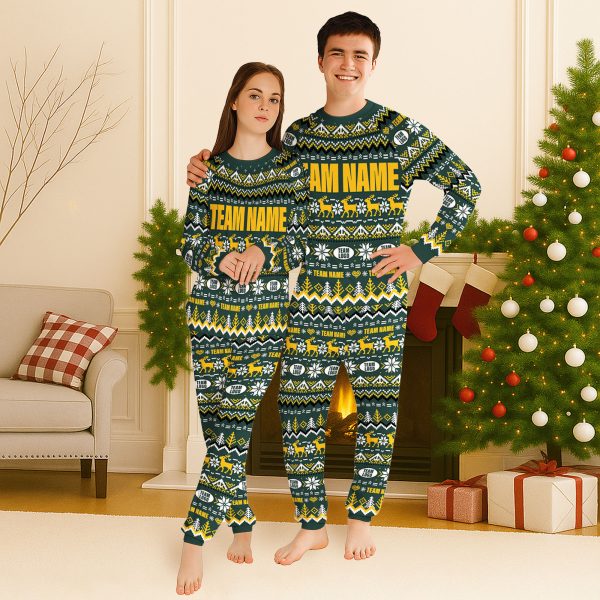 Custom NFL Team Christmas Raglan Pajamas Set