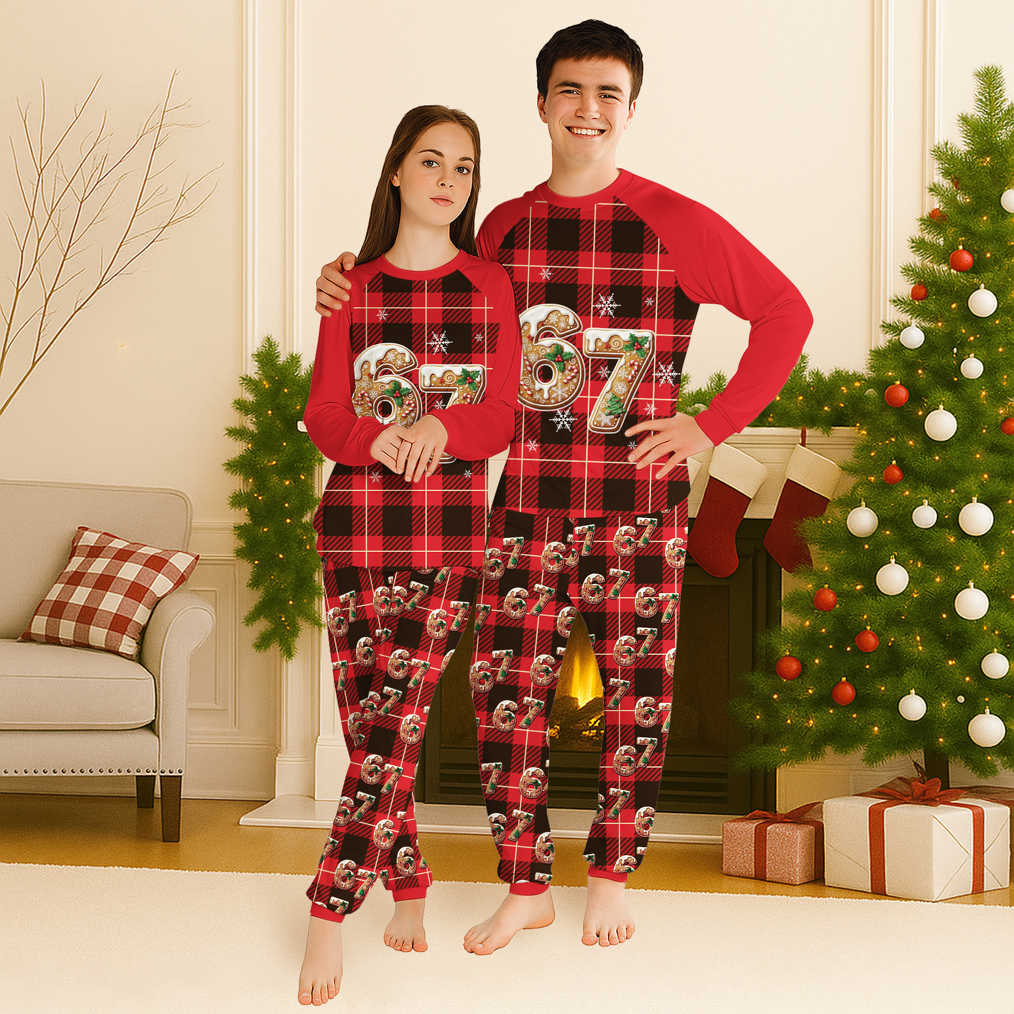 67 Red Buffalo Check Raglan Pajamas Set