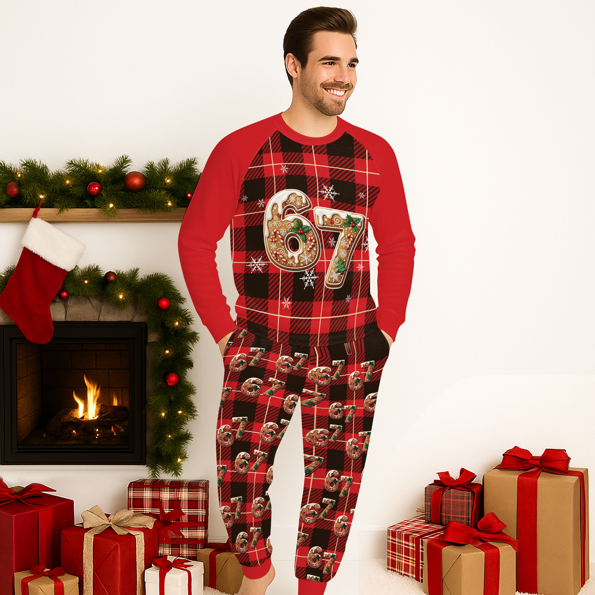 67 Red Buffalo Check Raglan Pajamas Set