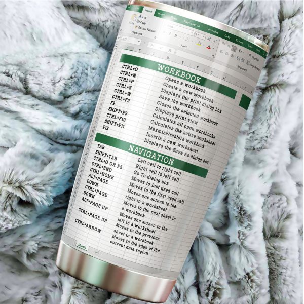 Alternative view of Excel Shortcuts Guide Tumbler Stainless Steel Double Wall Insulated