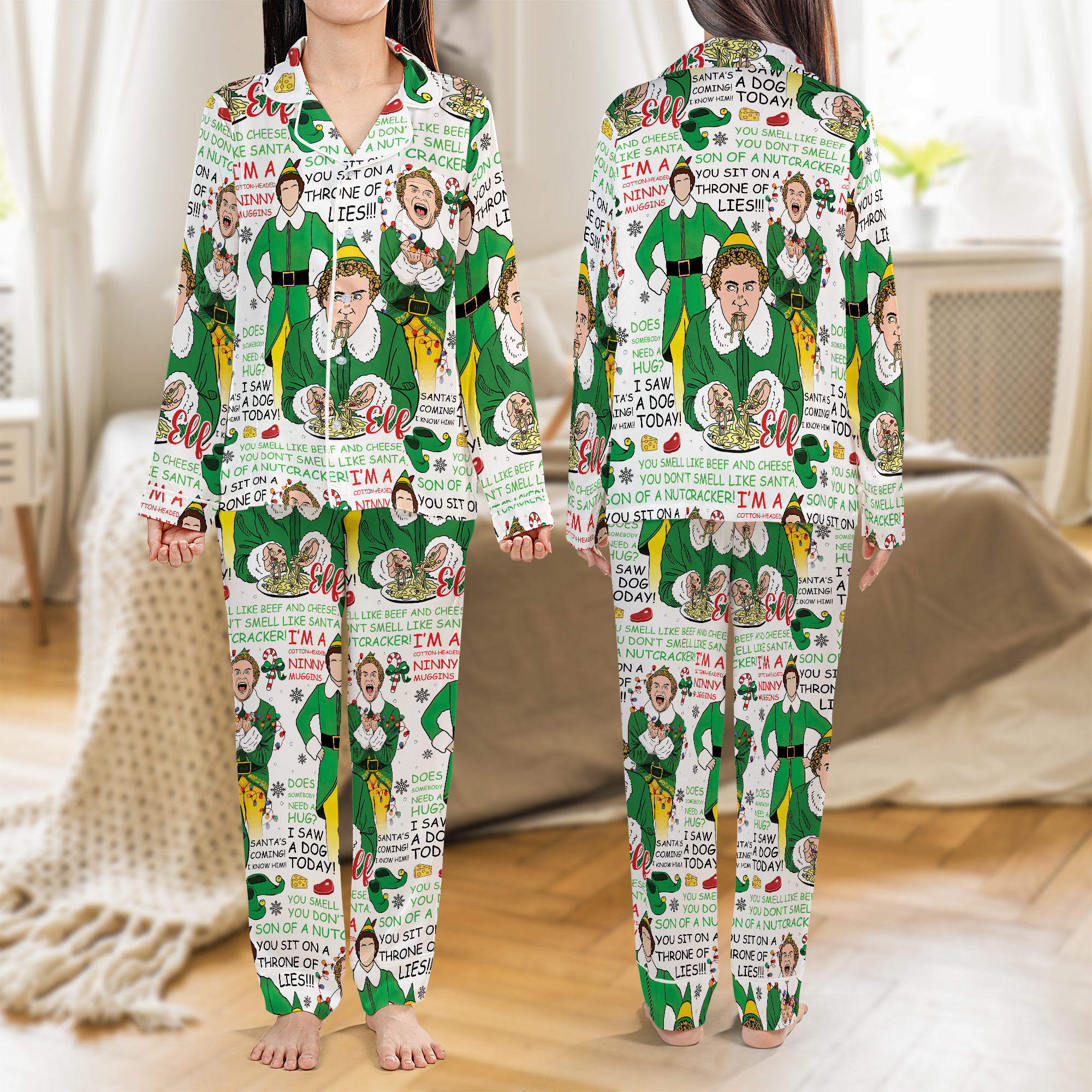 Buddy Elf Christmas Satin Pajamas