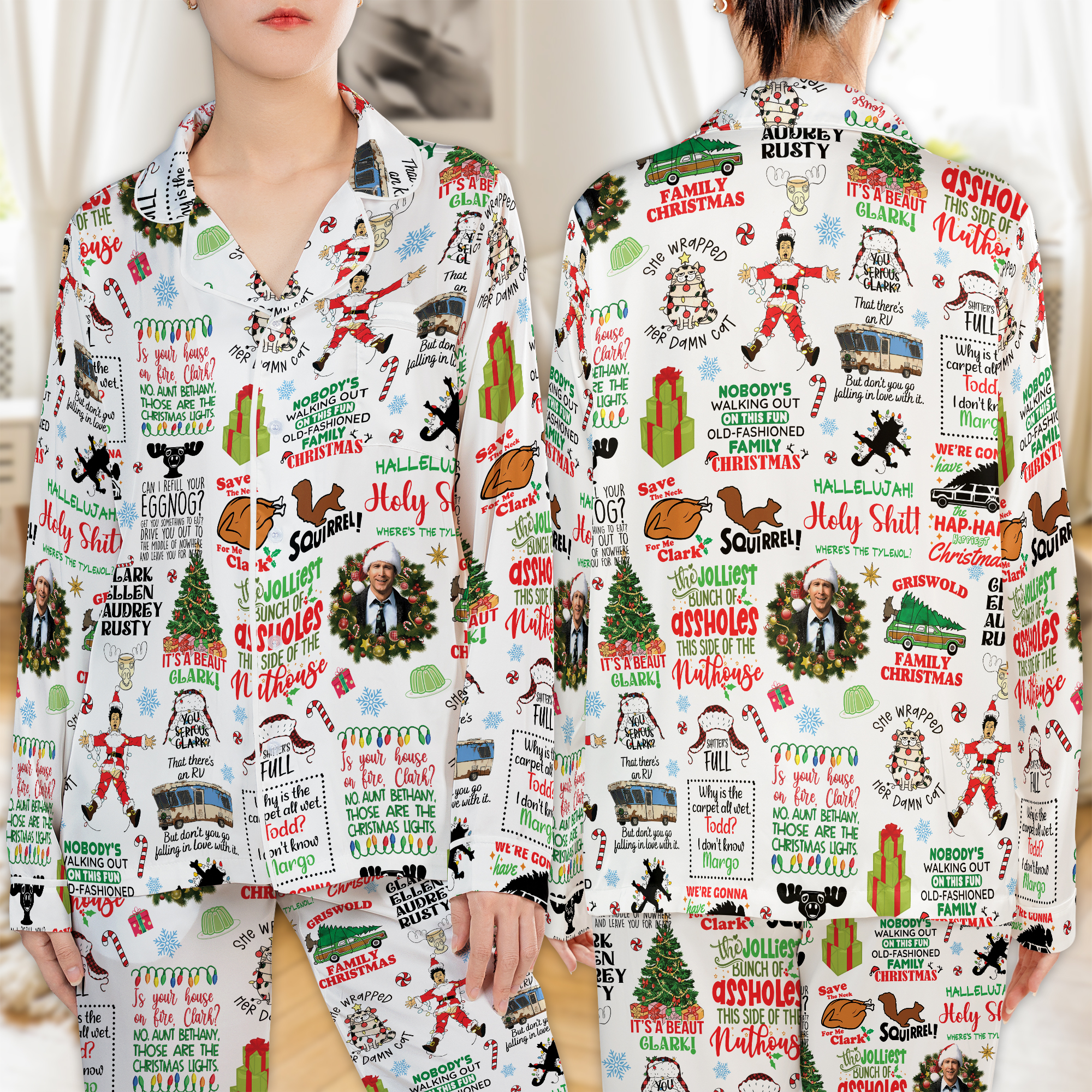 National Lampoon Christmas Humor Satin Pajamas