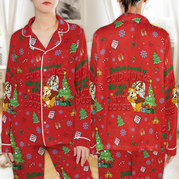 a251111005 3 merchize satin pajamas set christmas bunch of chipmunks this side of the nut house 1 ey0ha