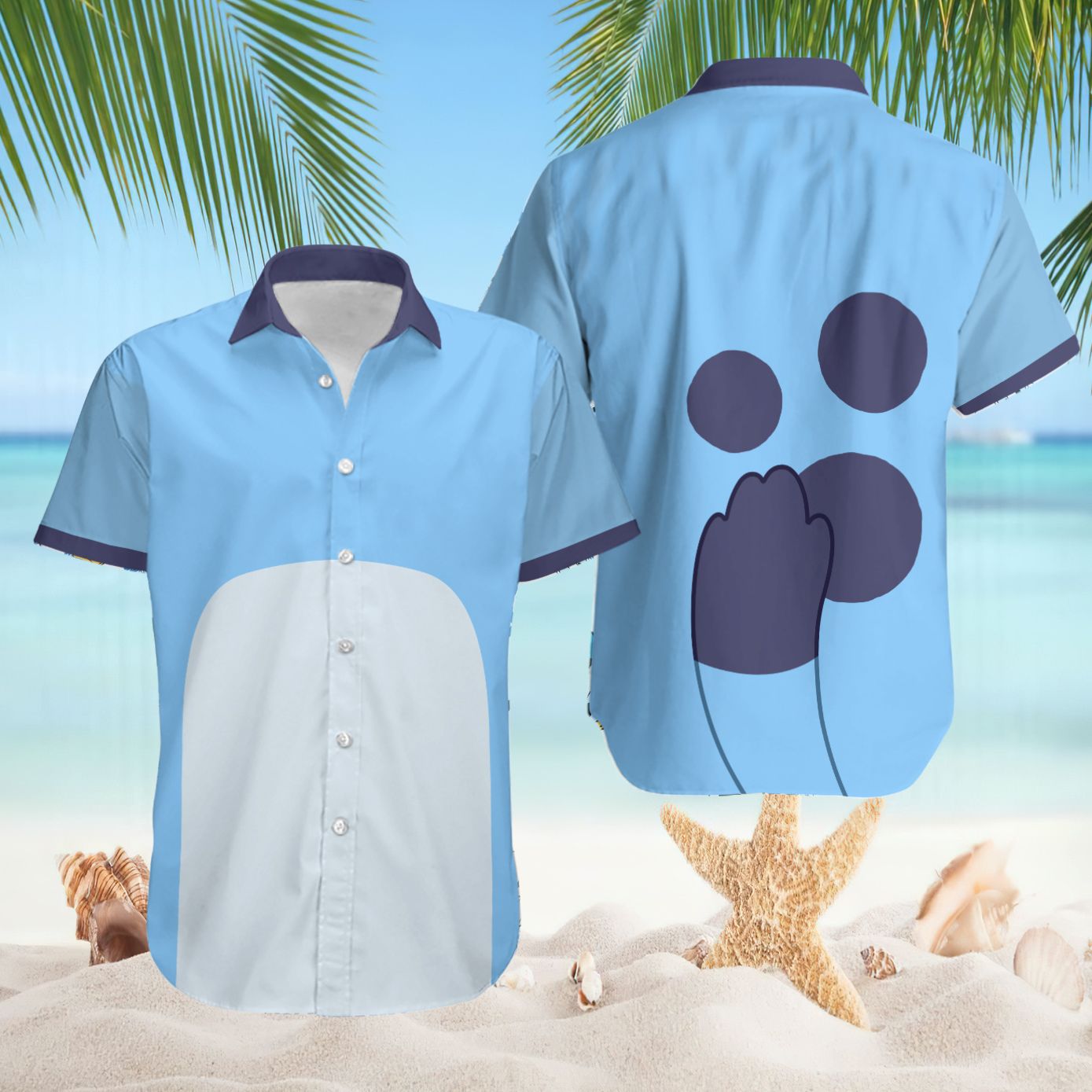 Bandit Heeler Bluey Minimal Cosplay Spot Paw Hawaiian Shirt