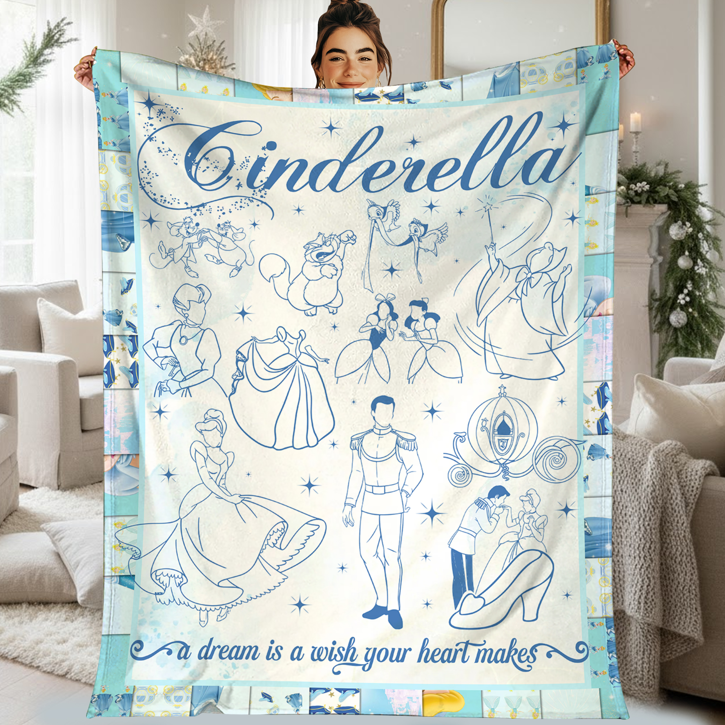Cinderella A Dream Is a Wish Your Heart Makes Fleece Blanket