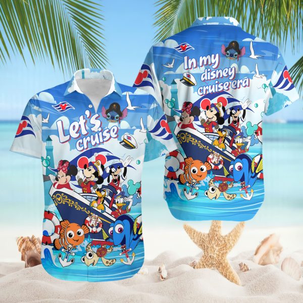 Disney Cruise Era Cartoon Ocean Adventure Nautical Boat Hawaiian Shirt