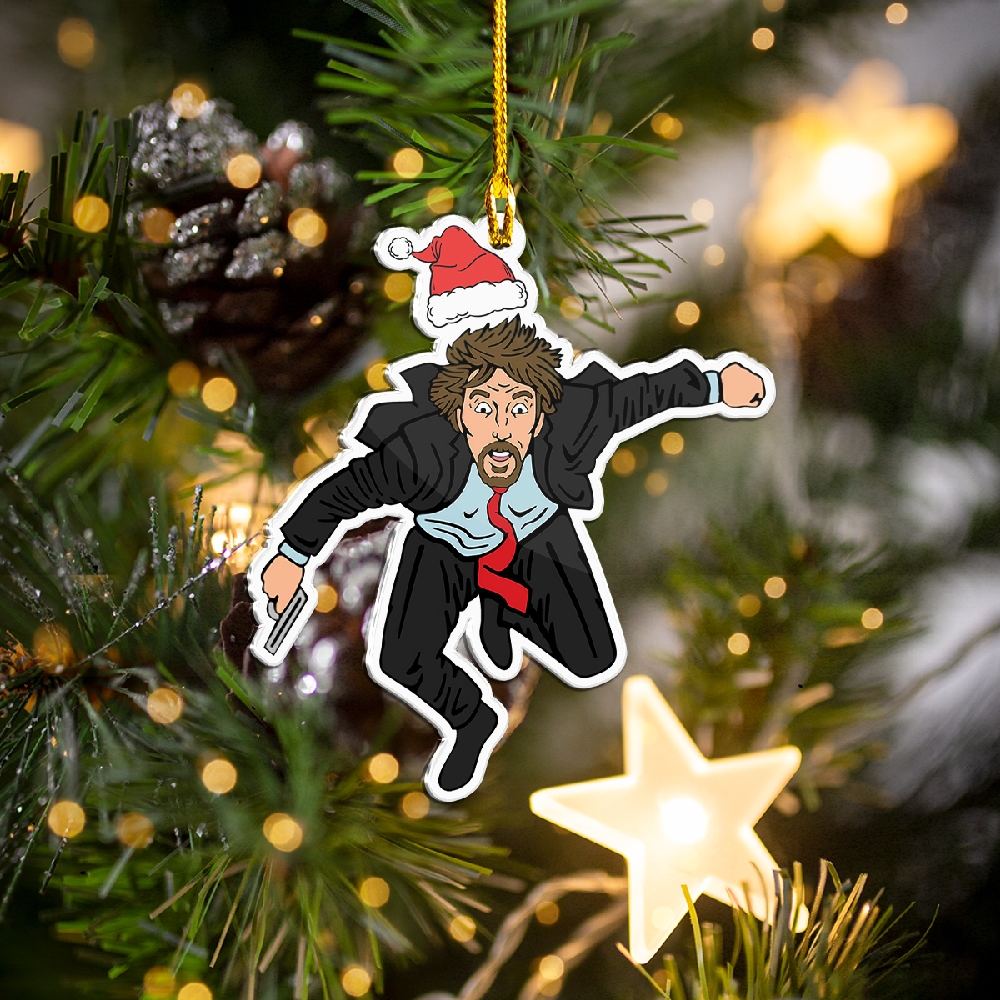 Funny Falling Christmas Hero Acrylic Ornament
