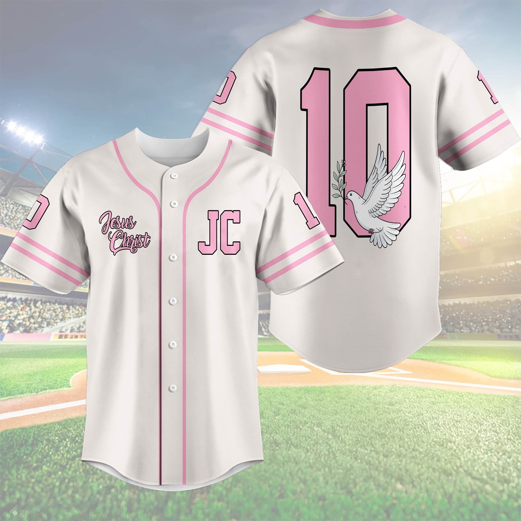 Jesus Christ JC 10 Dove Baseball Jersey Christian Jesus Club