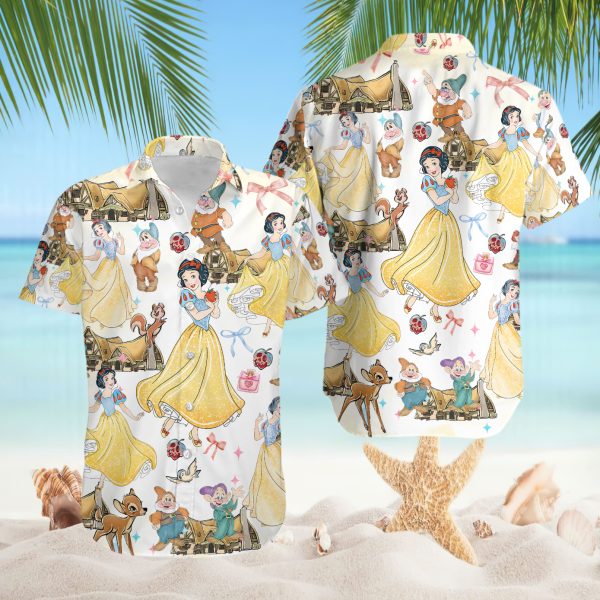 Snow White Seven Dwarfs Coquette Bows Woodland Animals Hawaiian Shirt
