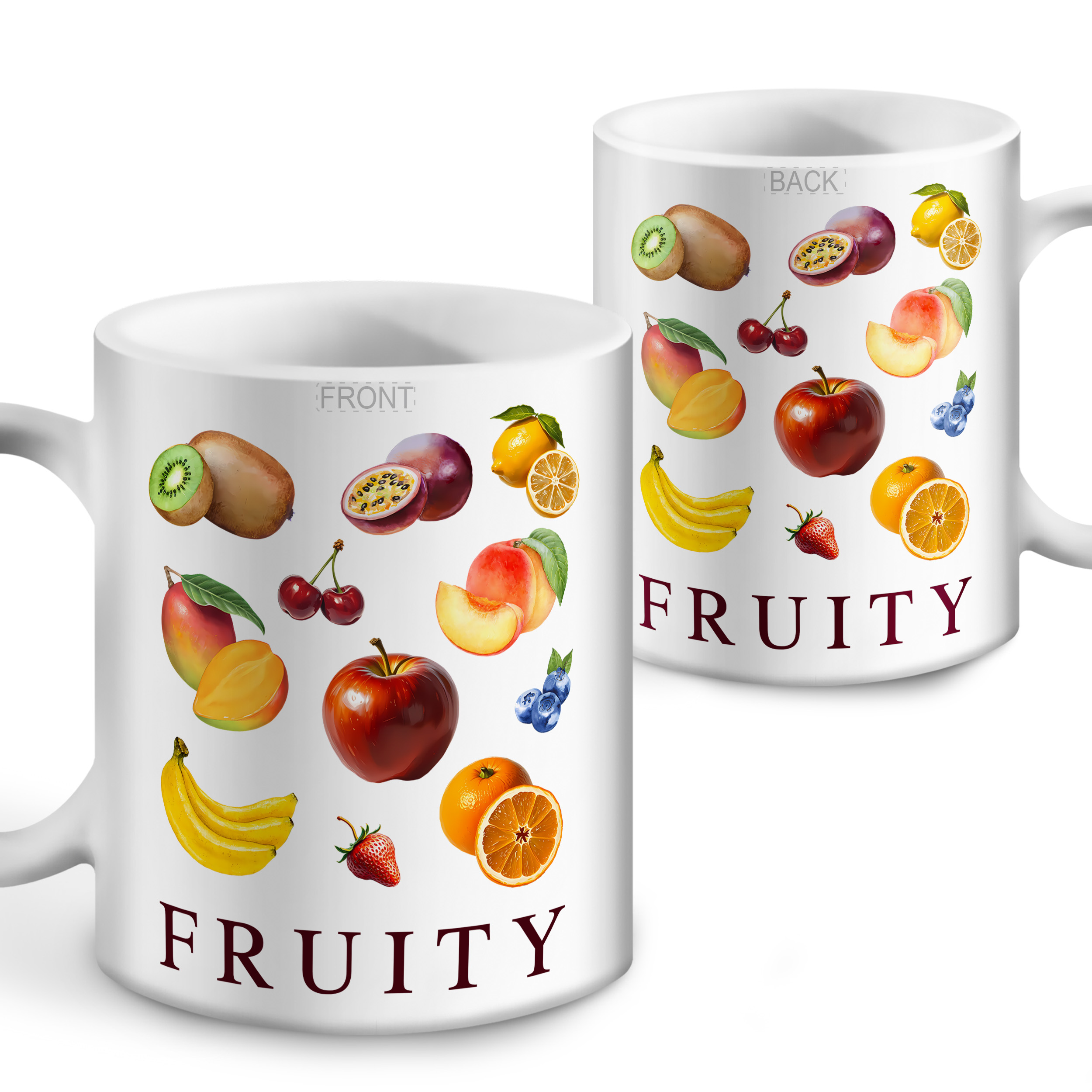 Fruity Aesthetic Mugs – Colorful Mixed Fruits Illustration