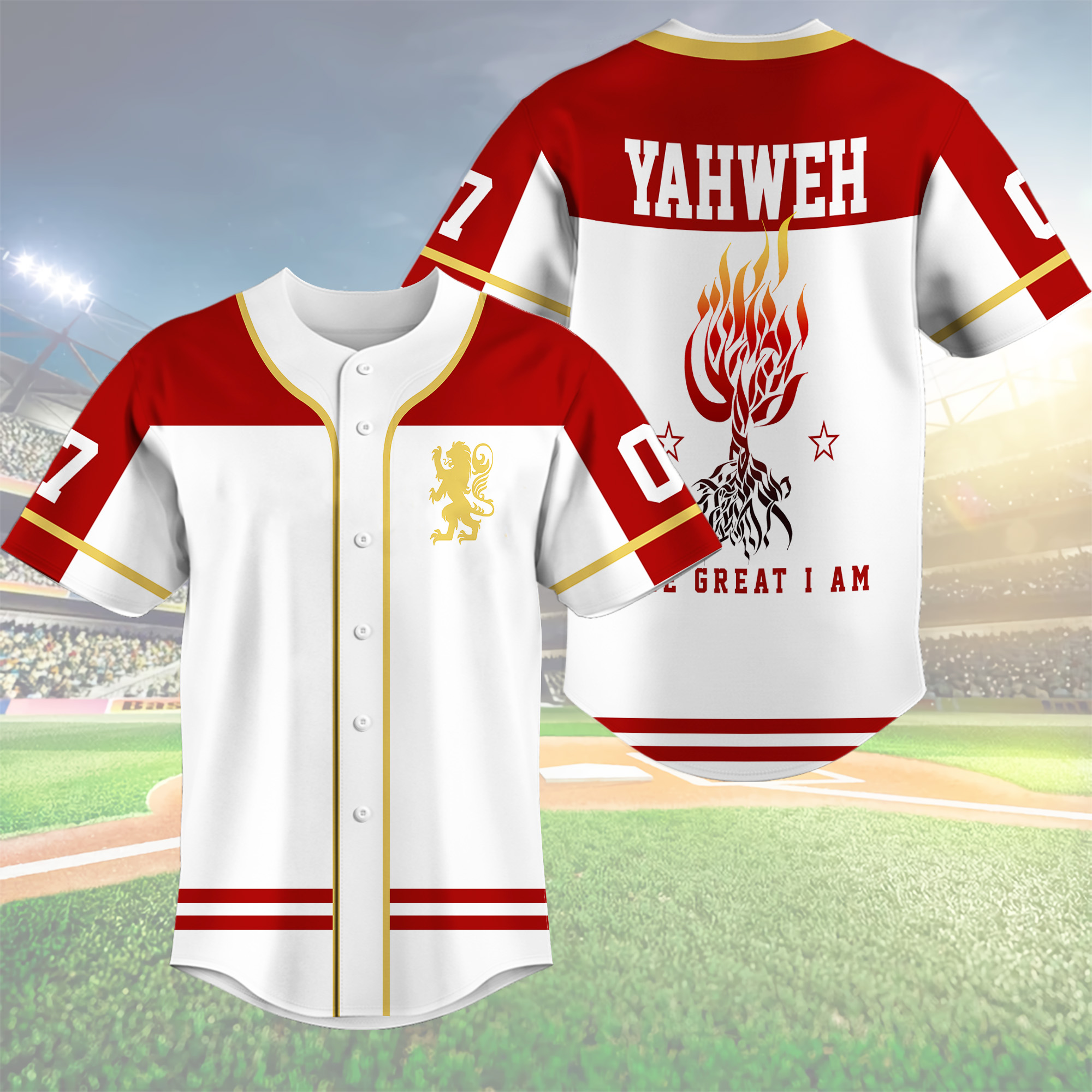 Yahweh Lion The Great I Am Baseball Jersey Christian Jesus Club