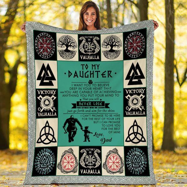 To My Daughter Viking Norse Mythology Valhalla Fleece Blanket