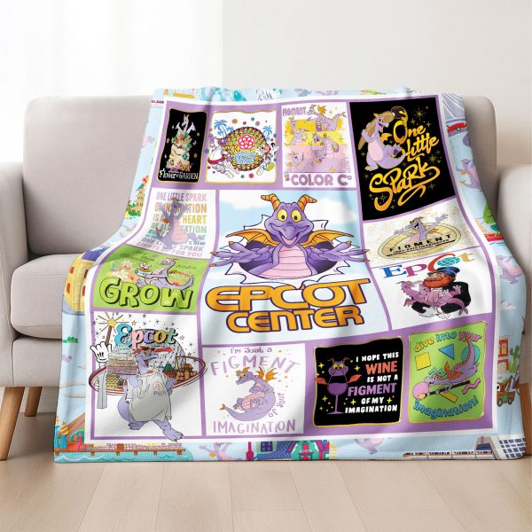 Alternative view of Figment EPCOT Center Disney Imagination Fleece Blanket
