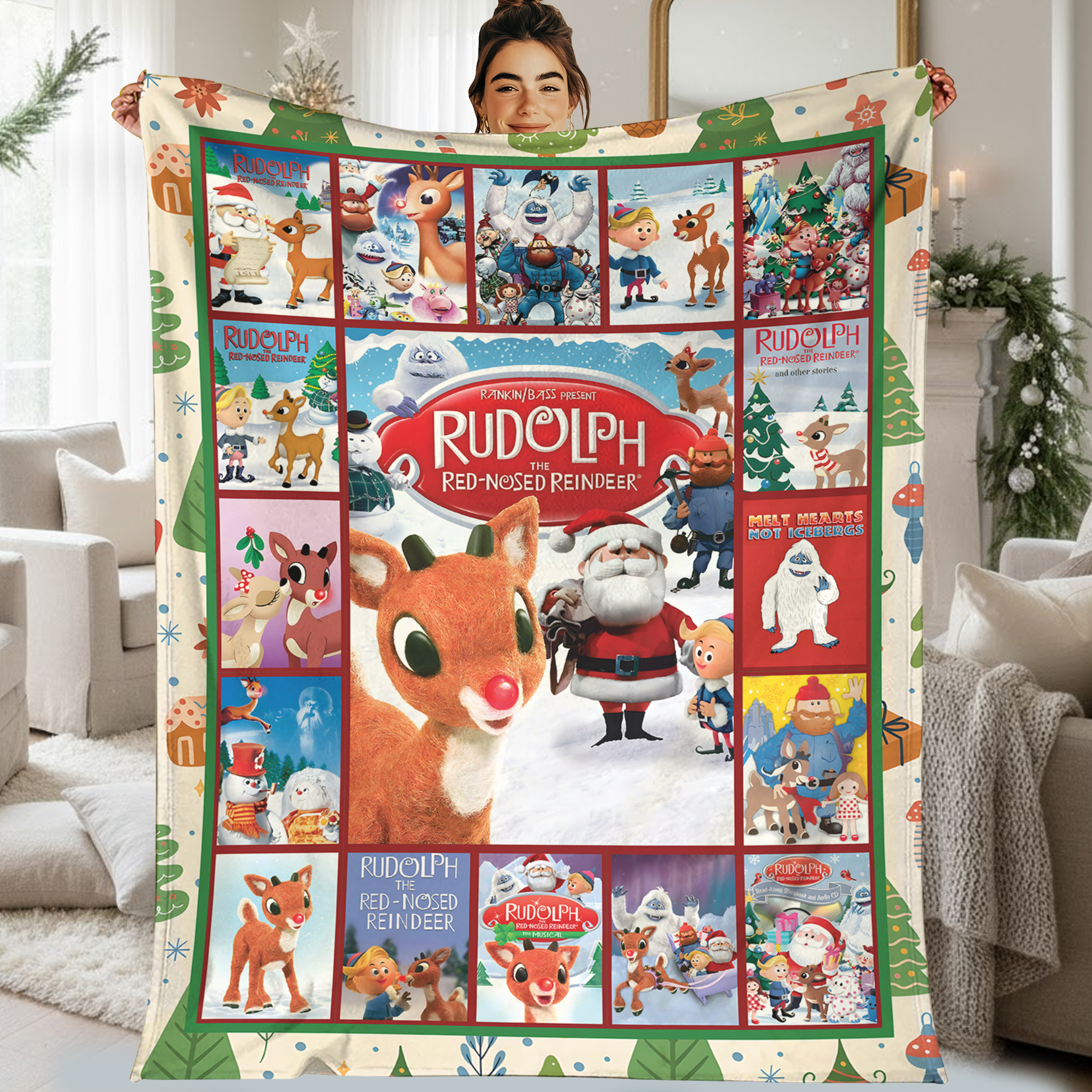 Rudolph the Red-Nosed Reindeer Christmas Movie Fleece Blanket Rudolph the Red-Nosed Reindeer Christmas Movie Fleece Blanket