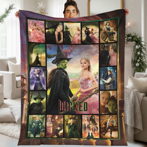 Wicked Movie Elphaba & Glinda Musical Fleece Blanket