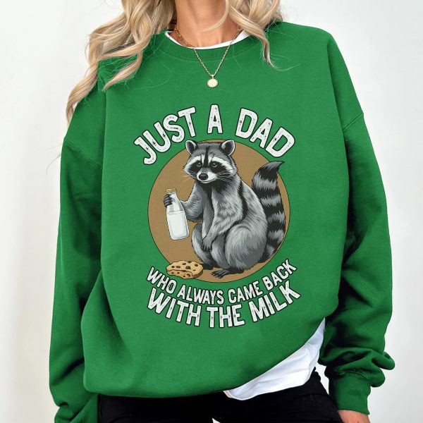 Alternative view of Just A Dad Who Always Came Back With The Milk Funny Raccoon Apparel