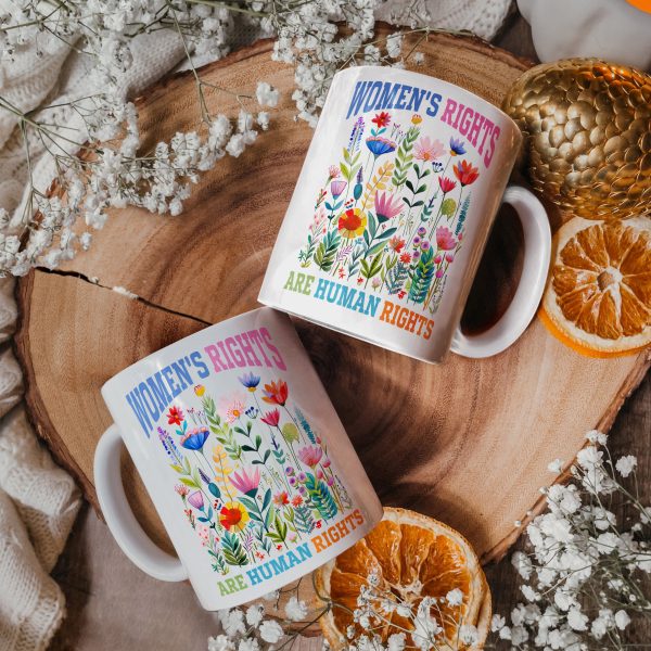 Women's Rights Are Human Rights Floral Mugs