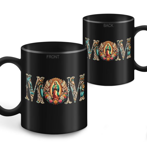 Mexican Mom - Virgen de Guadalupe Floral Black Mugs