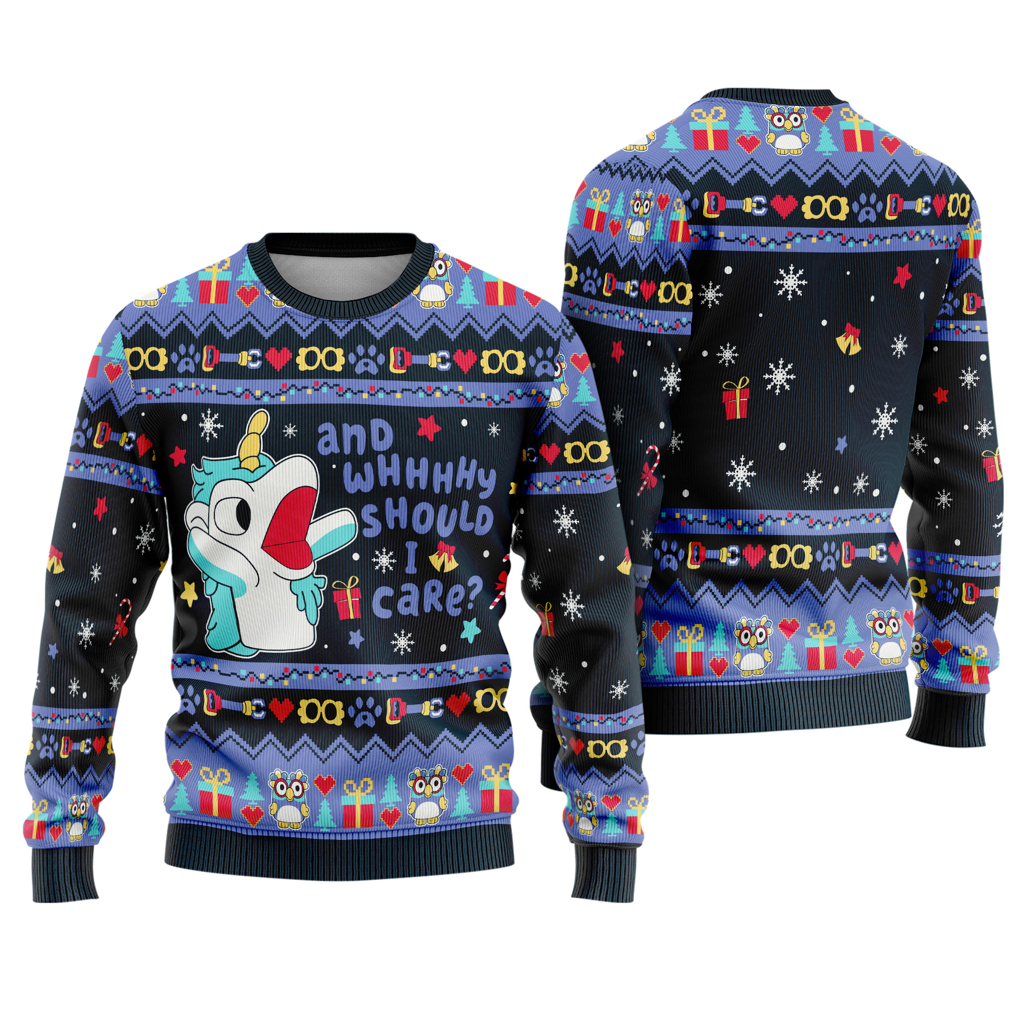 Unicorn And Whhhhy Should I Care Funny Cartoon Holiday Ugly Xmas Sweater Unicorn And Whhhhy Should I Care Funny Cartoon Holiday Ugly Xmas Sweater