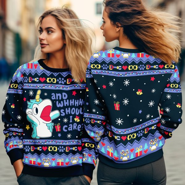 250222303 aa haoli 3d ugly sweater unicorn and whhhh should i care 3 0fymi