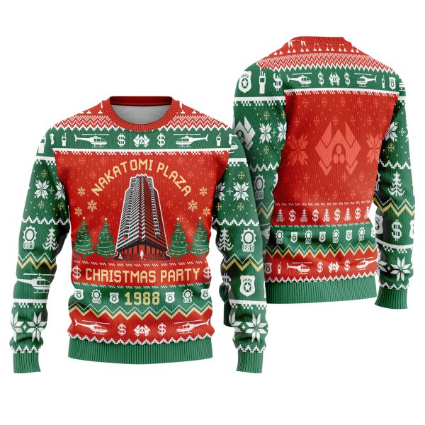 Nakatomi Plaza 1988 Christmas Party Retro Holiday Pattern Ugly Xmas Sweater