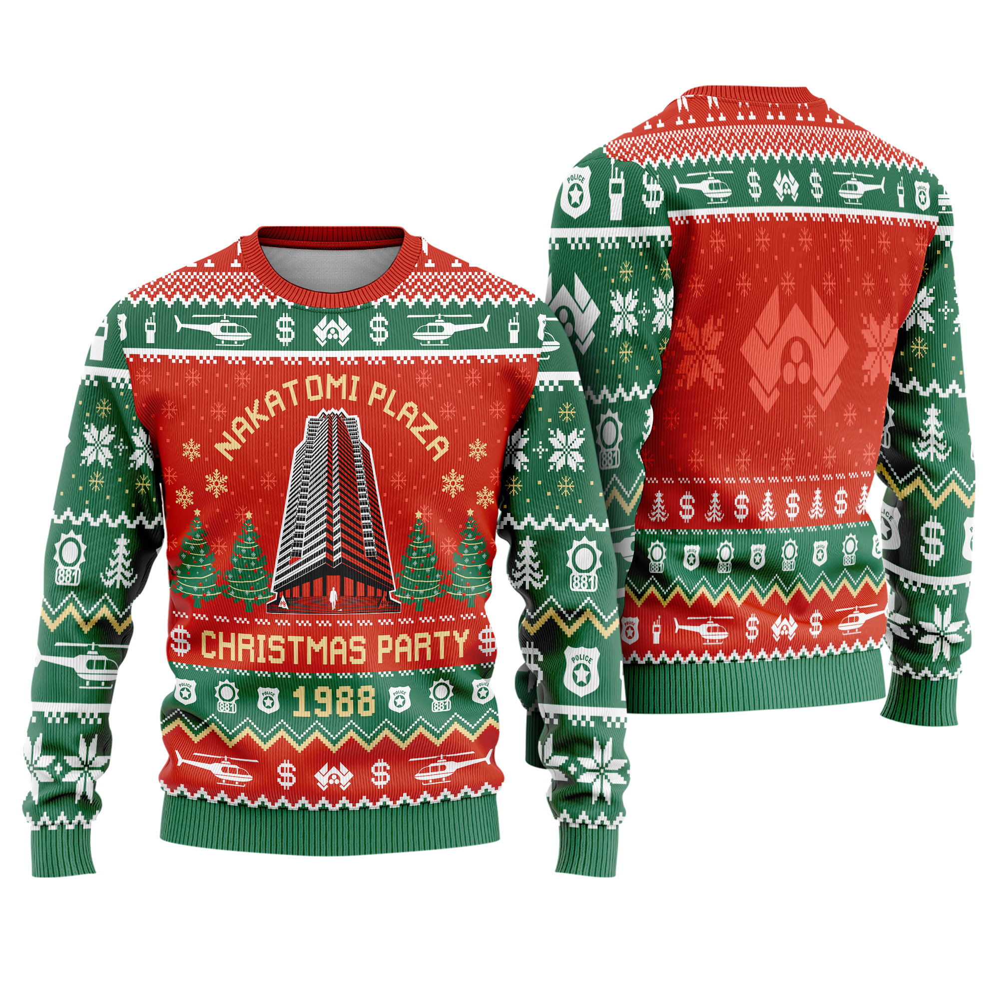Nakatomi Plaza 1988 Christmas Party Retro Holiday Pattern Ugly Xmas Sweater Nakatomi Plaza 1988 Christmas Party Retro Holiday Pattern Ugly Xmas Sweater