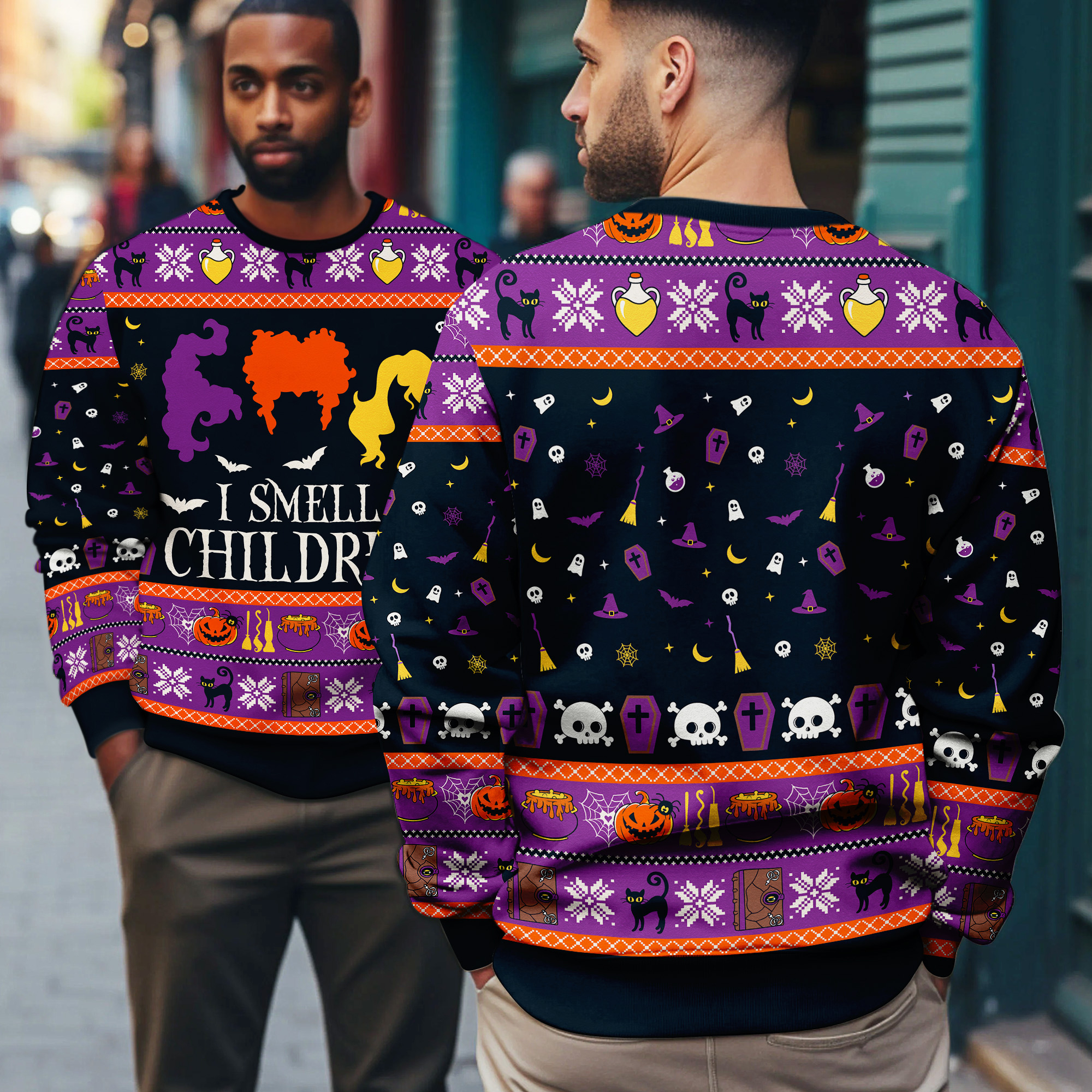 I Smell Children Sanderson Sisters Hocus Pocus Witches Ugly Xmas Sweater