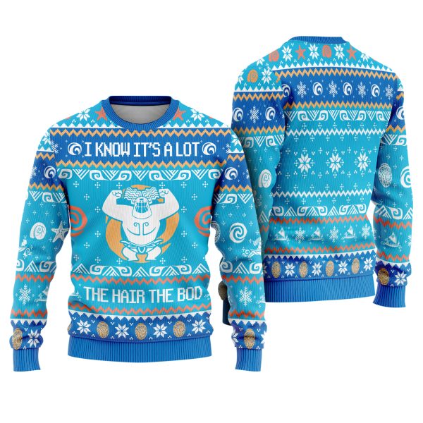 Disney Moana Maui Quote The Hair The Bod Ocean Waves Tribal Symbols Ugly Xmas Sweater