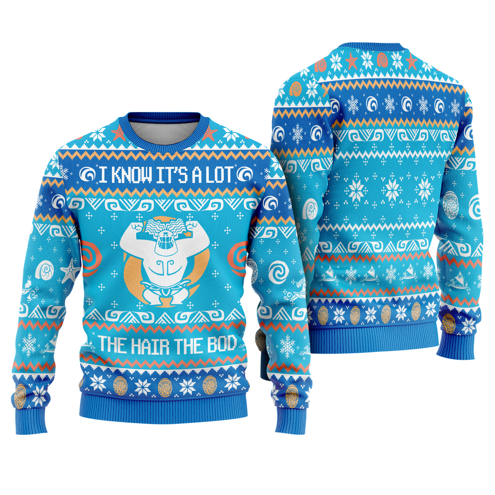 Disney Moana Maui Quote The Hair The Bod Ocean Waves Tribal Symbols Ugly Xmas Sweater
