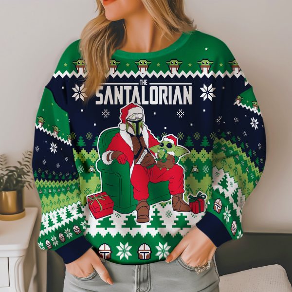 250227309 aa haoli ugly sweater the santalorian and baby yoda christmas starwars mandalorian 4 ppqi6