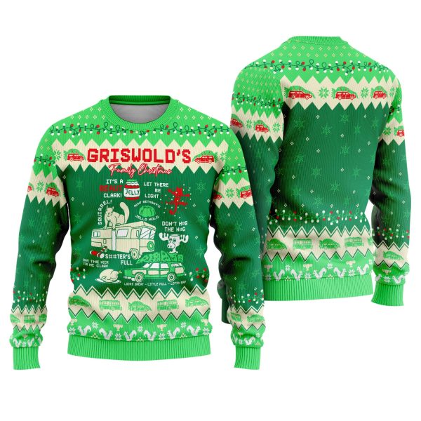 Griswold Christmas Vacation Clark Quotes RV Car Lights Festive Ugly Xmas Sweater