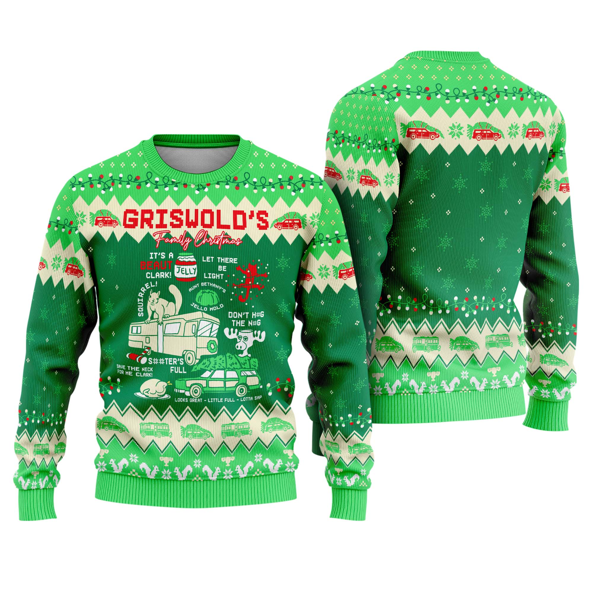 Griswold Christmas Vacation Clark Quotes RV Car Lights Festive Ugly Xmas Sweater