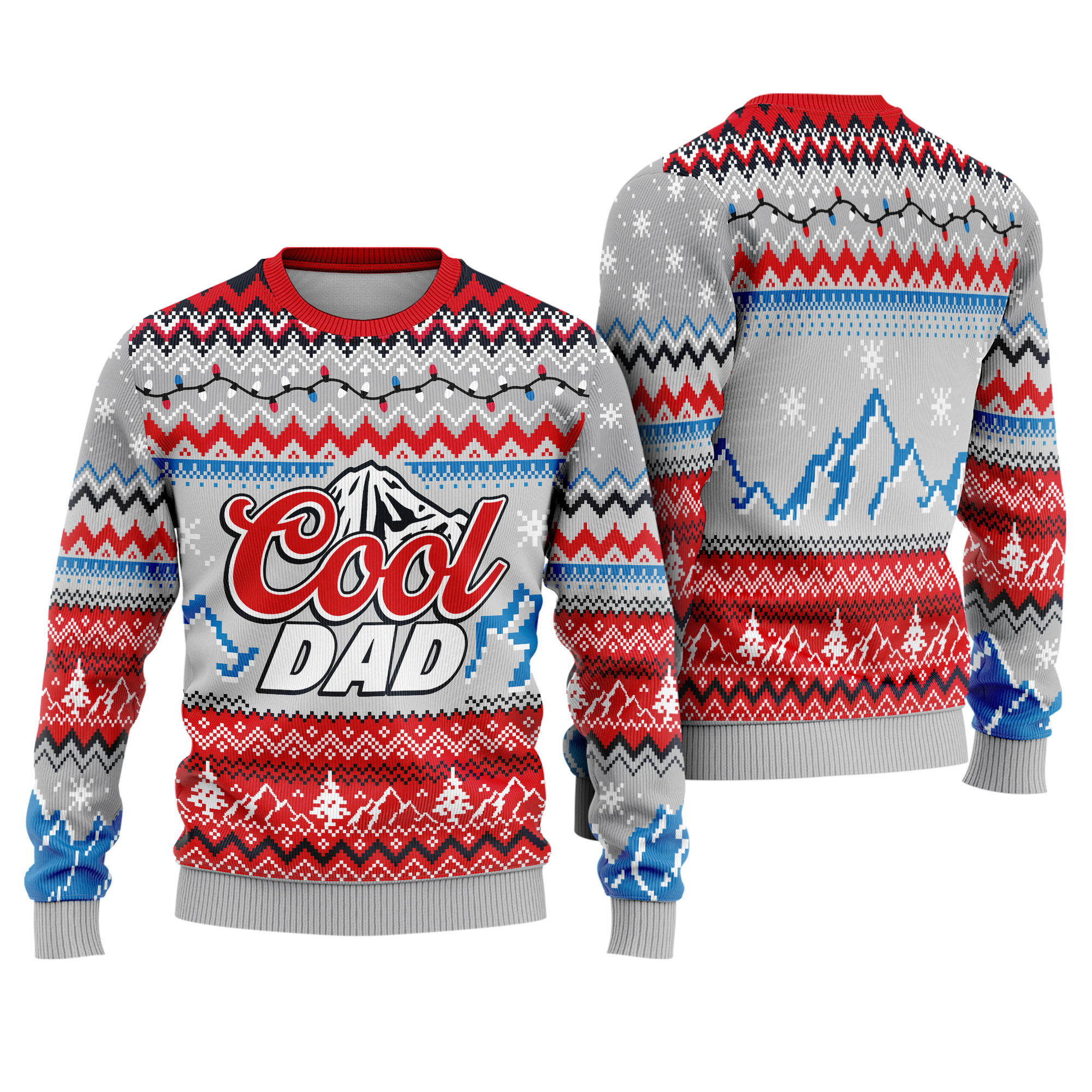 Cool Dad Mountain Snow Holiday Pattern Funny Dad Gift Ugly Xmas Sweater